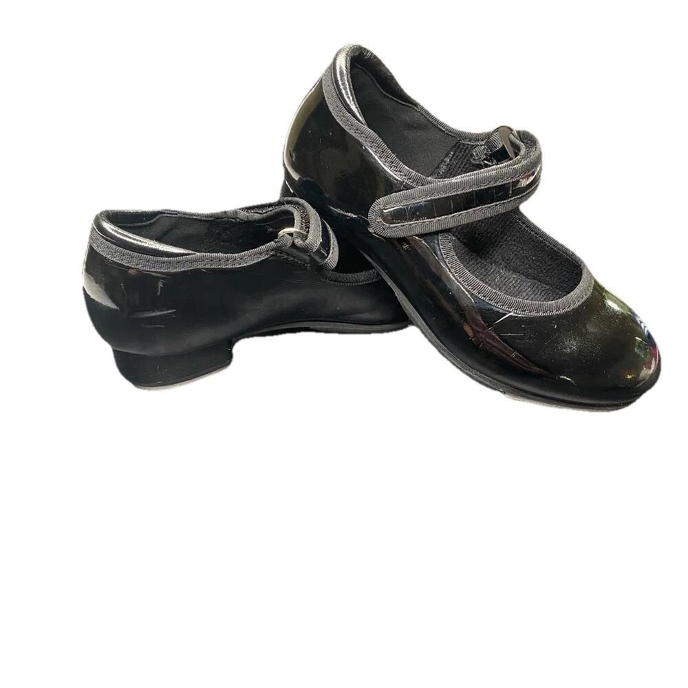 Danskin Black Patent Leather Tap Shoes Little Girl Size 11